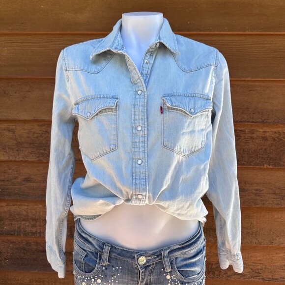 Levi Strauss & Co. Tops - Vintage Levis Stonewash Denim Western Shirt Womens M Snap Front